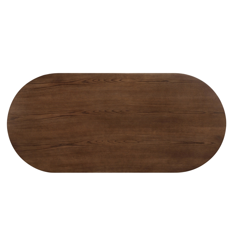 Bowery Hill Oval Oak Dining Table with Vertical Pattern Design