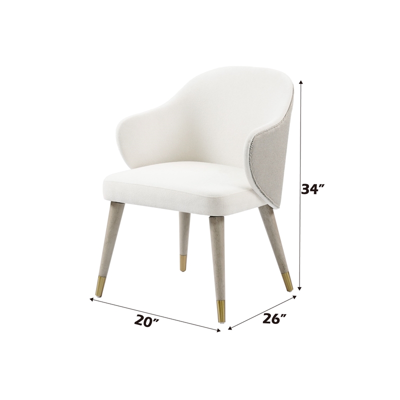 Bowery Hill Upholstered Side Chair in White and Gray Oak (Set of 2)