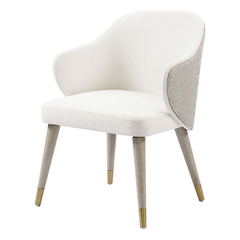 Bowery Hill Upholstered Side Chair in White and Gray Oak (Set of 2)