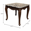 Bowery Hill Marble Rectangular End Table with Floral Legs in Cherry