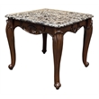 Bowery Hill Marble Rectangular End Table with Floral Legs in Cherry