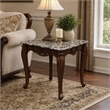 Bowery Hill Marble Rectangular End Table with Floral Legs in Cherry