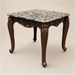 Bowery Hill Marble Rectangular End Table with Floral Legs in Cherry