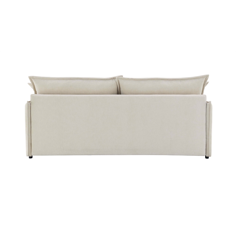 Bowery Hill Upholstered Sofa with Pull-Out Sleeper in Beige Chenille