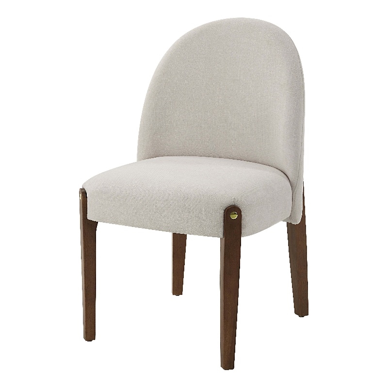 Bowery Hill Fabric Upholstered Side Chairs in White and Oak (Set of 2)