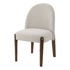 Bowery Hill Fabric Upholstered Side Chairs in White and Oak (Set of 2)