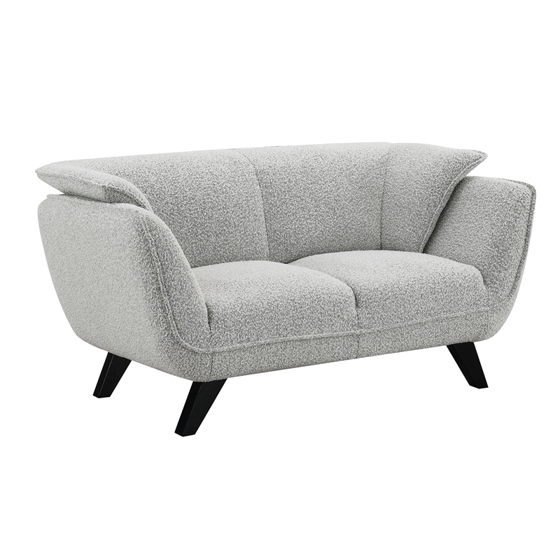 Bowery Hill Loveseat with Pine Wood Frame & Boucle Fabric in Light Gray