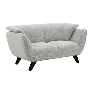Bowery Hill Loveseat with Pine Wood Frame & Boucle Fabric in Light Gray