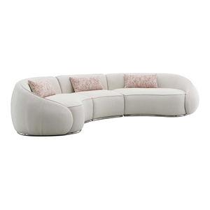 Bowery Hill Beige Fabric Upholstered Sectional Sofa with 3 Pillows