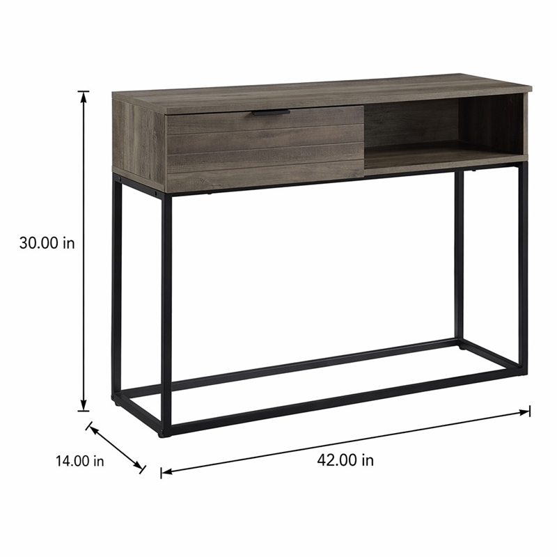 Bowery Hill Engineered Wood Writing Desk in Rustic Oak and Black