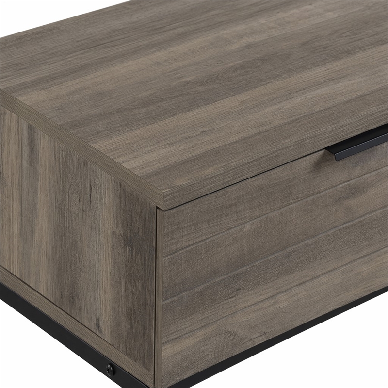Bowery Hill Engineered Wood Writing Desk in Rustic Oak and Black
