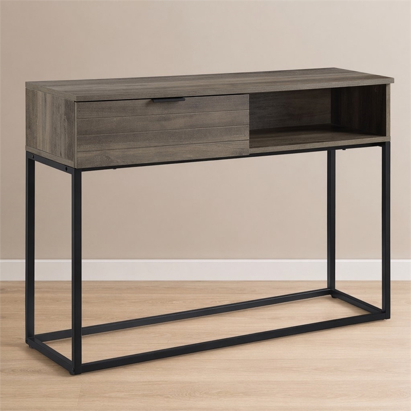 Bowery Hill Engineered Wood Writing Desk in Rustic Oak and Black