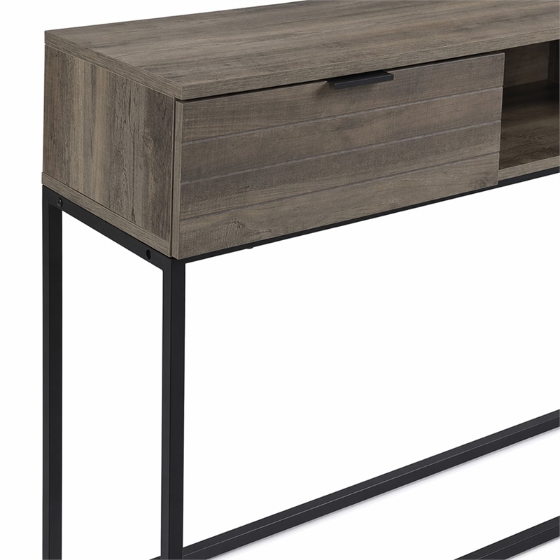 Bowery Hill Engineered Wood Writing Desk in Rustic Oak and Black