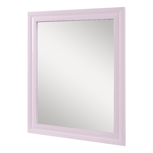 Bowery Hill Contemporary MDF Wood Mirror in Pink High Gloss Finish