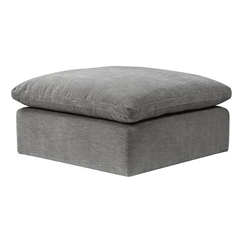 Bowery Hill Modular Linen Upholstered Ottoman in Grey Fabric
