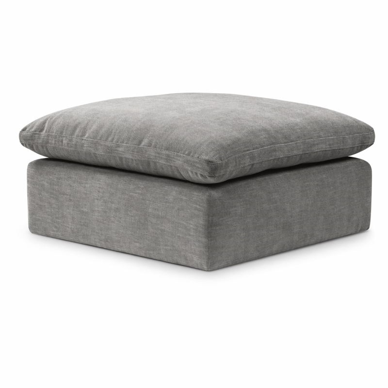 Bowery Hill Modular Linen Upholstered Ottoman in Grey Fabric