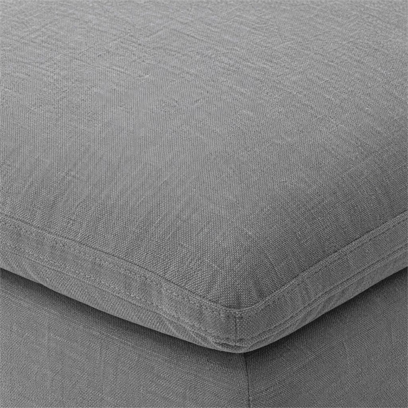 Bowery Hill Modular Linen Upholstered Ottoman in Grey Fabric