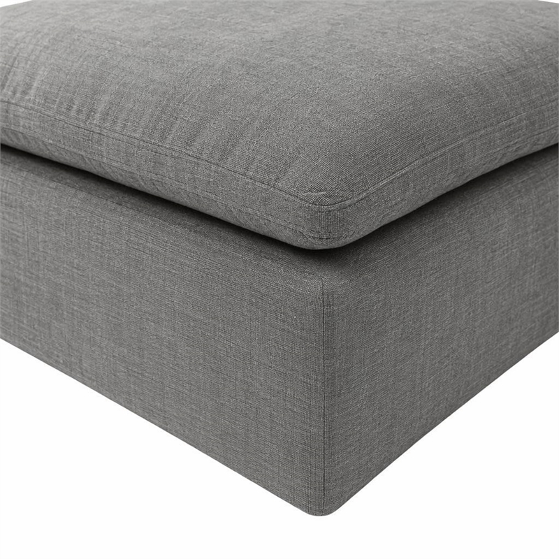 Bowery Hill Modular Linen Upholstered Ottoman in Grey Fabric