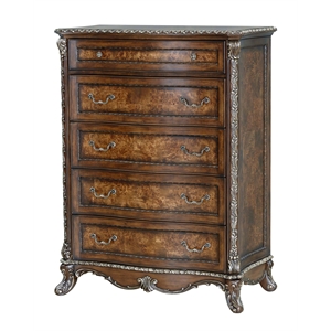 Bowery Hill Devany 5-Drawer Wood Chest in Rich Cherry Finish