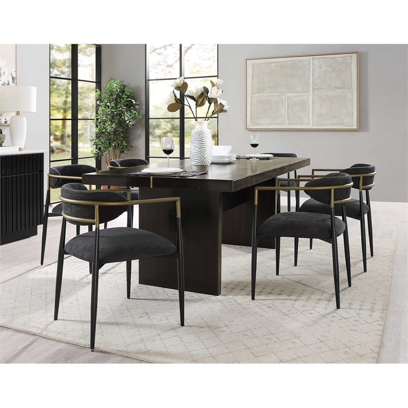 Bowery Hill Fabric Upholstered Side Chair Pair in Black