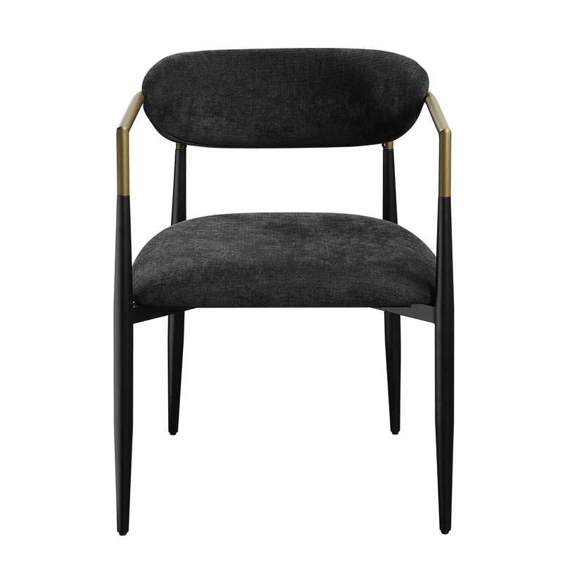 Bowery Hill Fabric Upholstered Side Chair Pair in Black