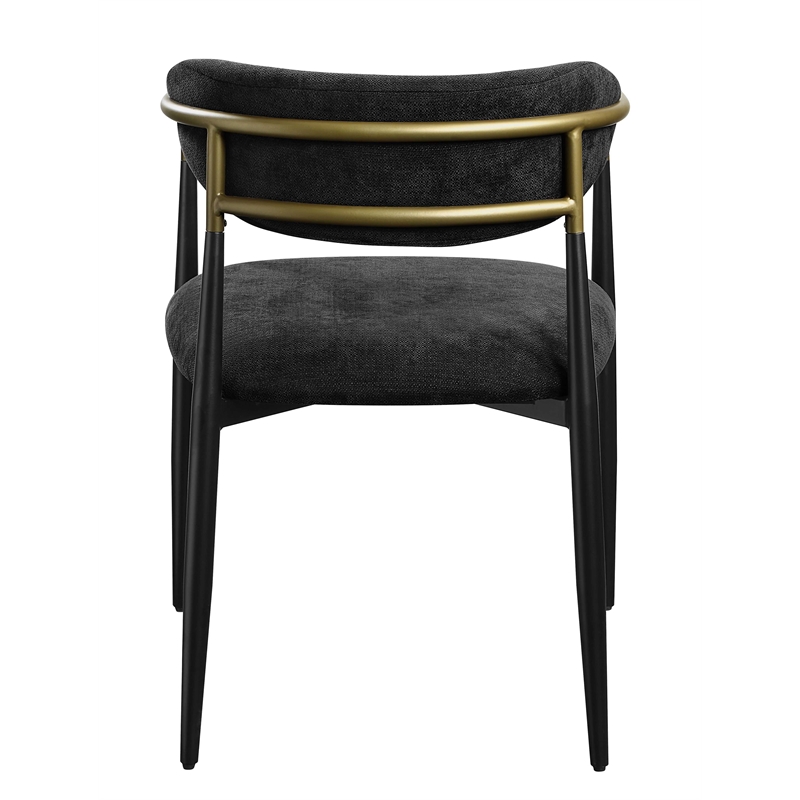 Bowery Hill Fabric Upholstered Side Chair Pair in Black