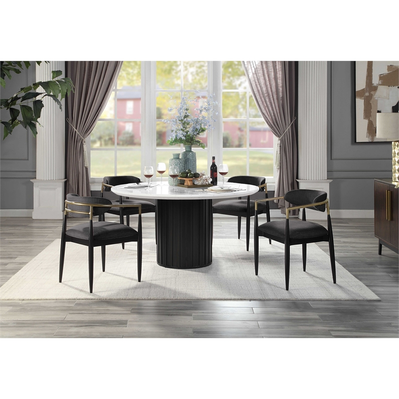 Bowery Hill Fabric Upholstered Side Chair Pair in Black