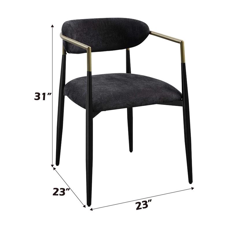 Bowery Hill Fabric Upholstered Side Chair Pair in Black
