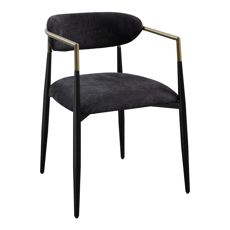 Bowery Hill Fabric Upholstered Side Chair Pair in Black