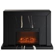 Bowery Hill Rectangular Black Mirrored Fireplace with Marble Grain Design