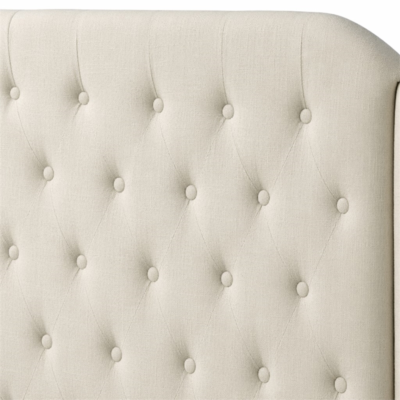 Bowery Hill Contemporary Upholstered Queen Wall Bed in Beige Fabric