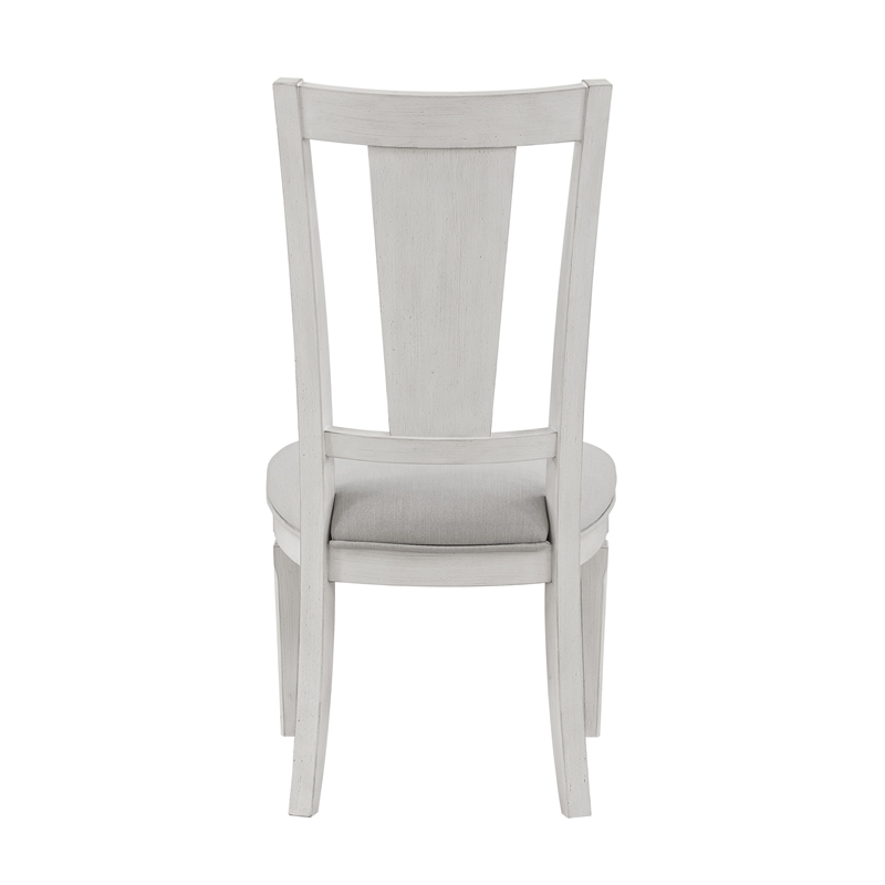 Bowery Hill Wood/Fabric Side Chairs in Weathered White Light Gray (Set of 2)