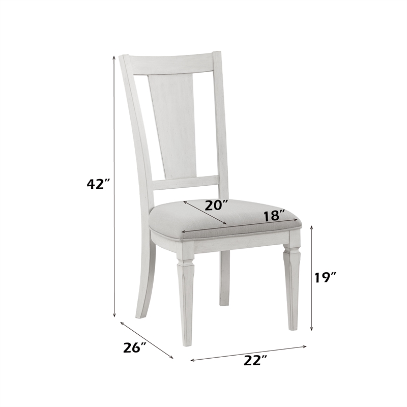 Bowery Hill Wood/Fabric Side Chairs in Weathered White Light Gray (Set of 2)