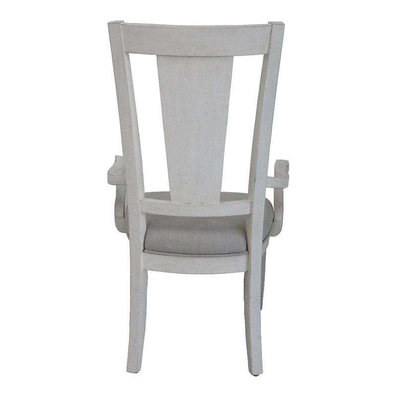 Bowery Hill Fabric/Wood Arm Chairs in Weathered White Light Gray (Set of 2)