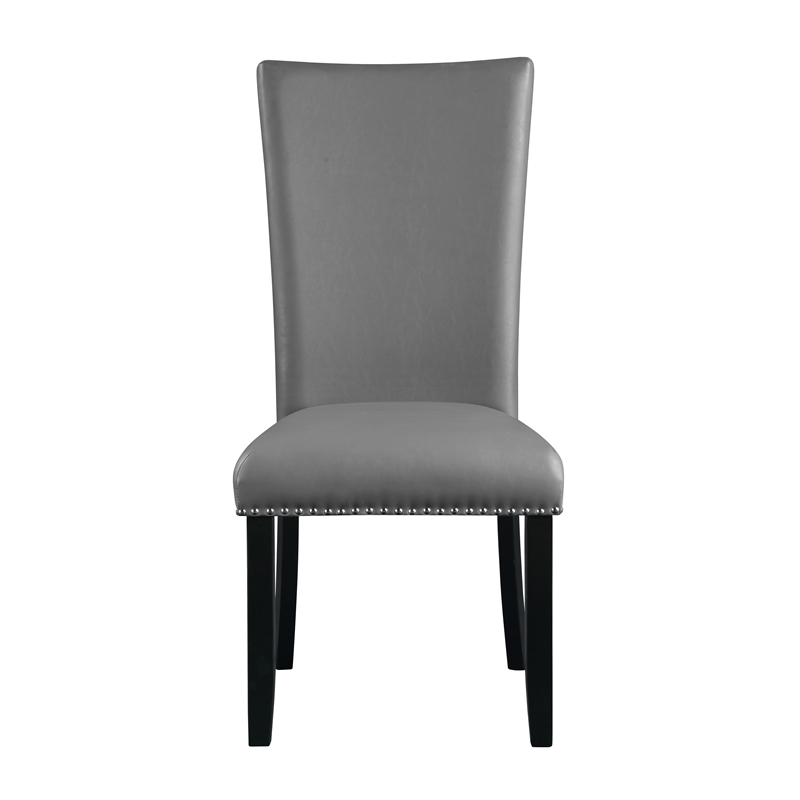 Bowery Hill Faux Leather Upholstered Side Chair in Gray and Black (Set of 2)