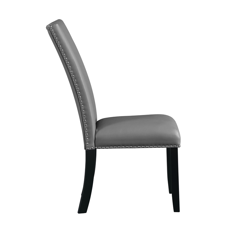 Bowery Hill Faux Leather Upholstered Side Chair in Gray and Black (Set of 2)