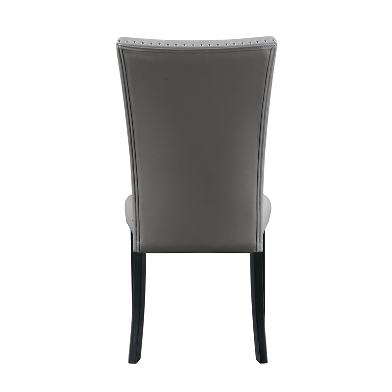 Bowery Hill Faux Leather Upholstered Side Chair in Gray and Black (Set of 2)