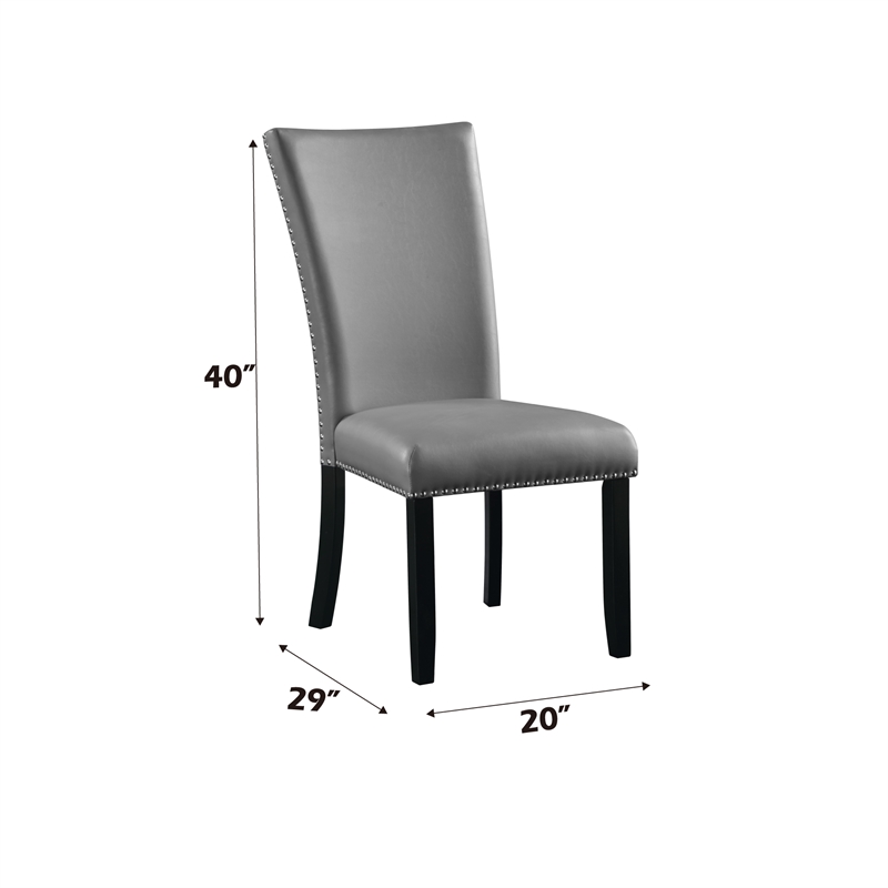 Bowery Hill Faux Leather Upholstered Side Chair in Gray and Black (Set of 2)