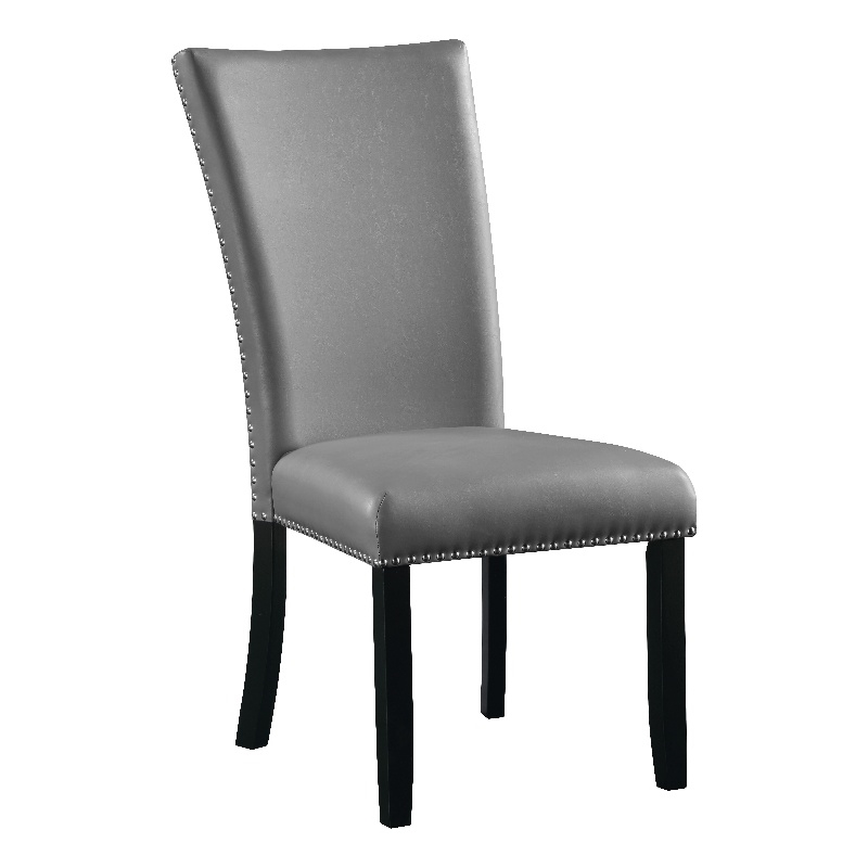 Bowery Hill Faux Leather Upholstered Side Chair in Gray and Black (Set of 2)