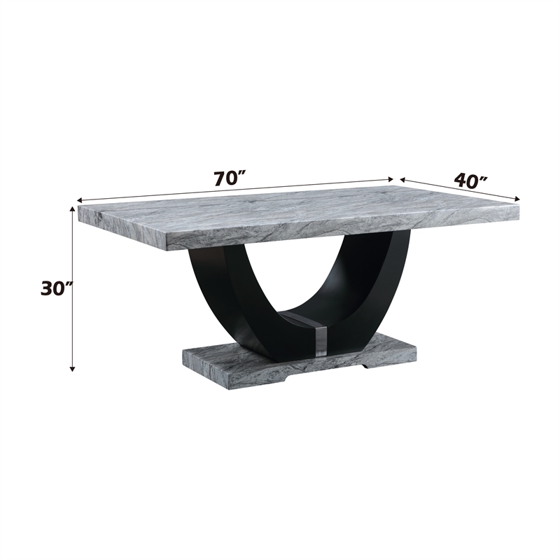 Bowery Hill Rectangular Dining Table with Engineered Stone Top in Gray