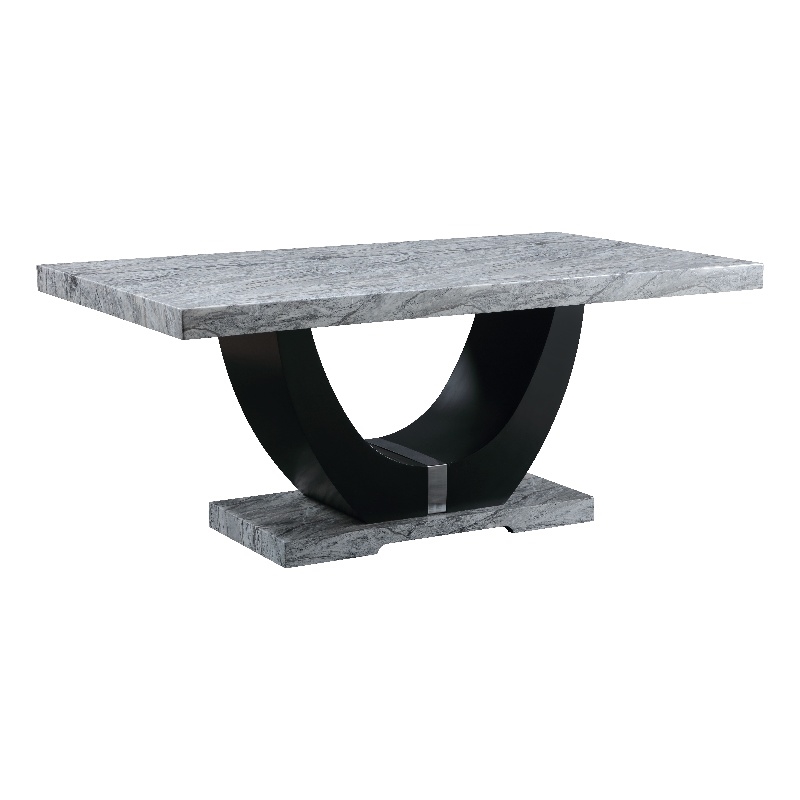 Bowery Hill Rectangular Dining Table with Engineered Stone Top in Gray