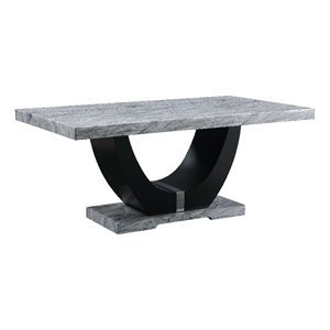 Bowery Hill Rectangular Dining Table with Engineered Stone Top in Gray
