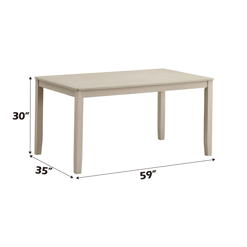 Bowery Hill Rubberwood Rectangular Dining Table in Antique White
