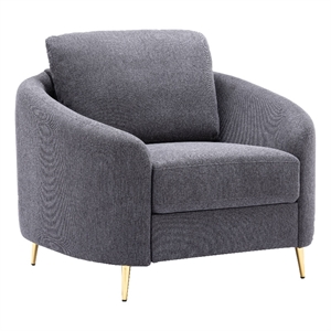 Bowery Hill Linen Fabric Accent Chair with Metal Legs in Gray and Gold