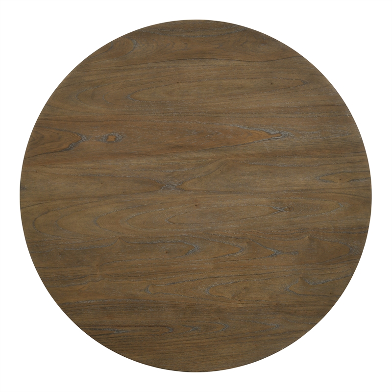 Bowery Hill Round Wood Dining Table in Weathered Oak Finish