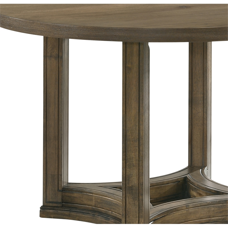 Bowery Hill Round Wood Dining Table in Weathered Oak Finish