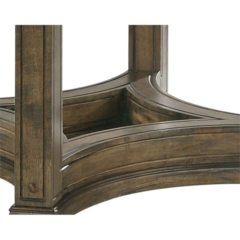 Bowery Hill Round Wood Dining Table in Weathered Oak Finish