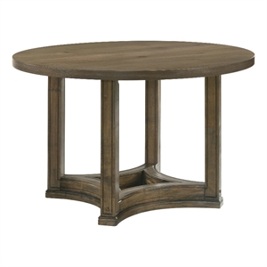Bowery Hill Round Wood Dining Table in Weathered Oak Finish