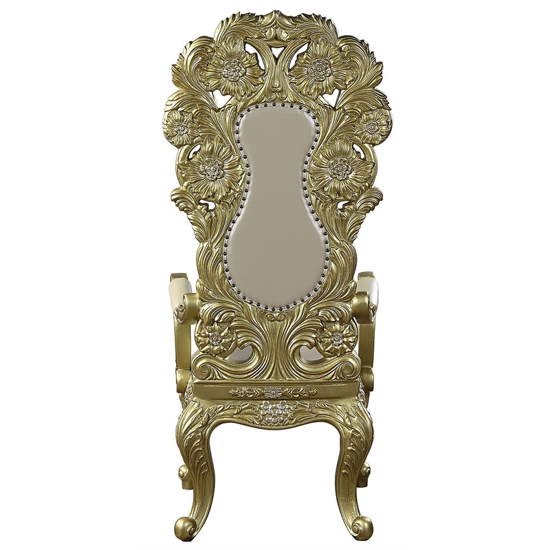 Bowery Hill Wooden Arm Chairs with Gold Synthetic Leather (Set of 2)