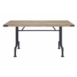 Bowery Hill Rectangular Wood Top Dining Table in Oak and Sandy Black